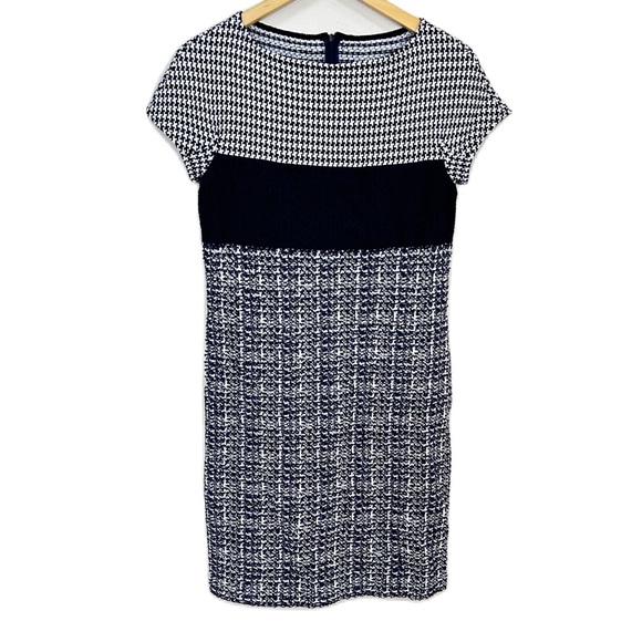 ST JOHN Navy Blue Ivory Dress Color Block Knit Women’s Sz‎ 2 NWOT